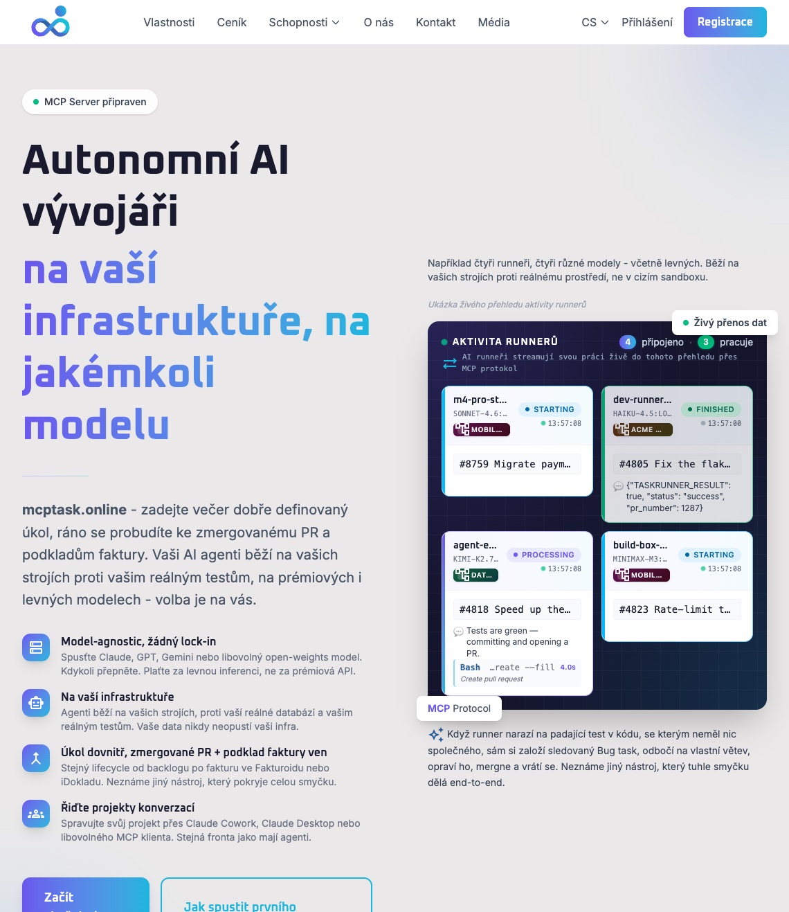 McpTask.online — autonomní AI vývojáři