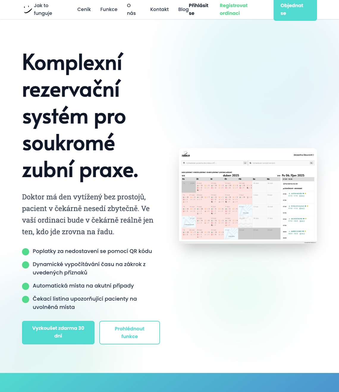 Zuboklik — rezervační systém pro zubní praxe